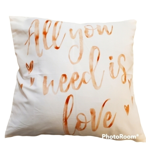 18" square "All You Need is Love" double sided graphic accent satin pillow cover - Picture 1 of 3